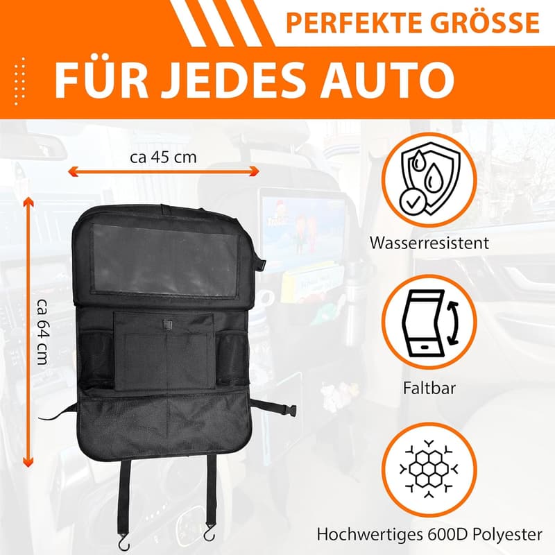 Lunaria Auto-Organizer für Kinder – XXL Tabletfach & 11 Taschen