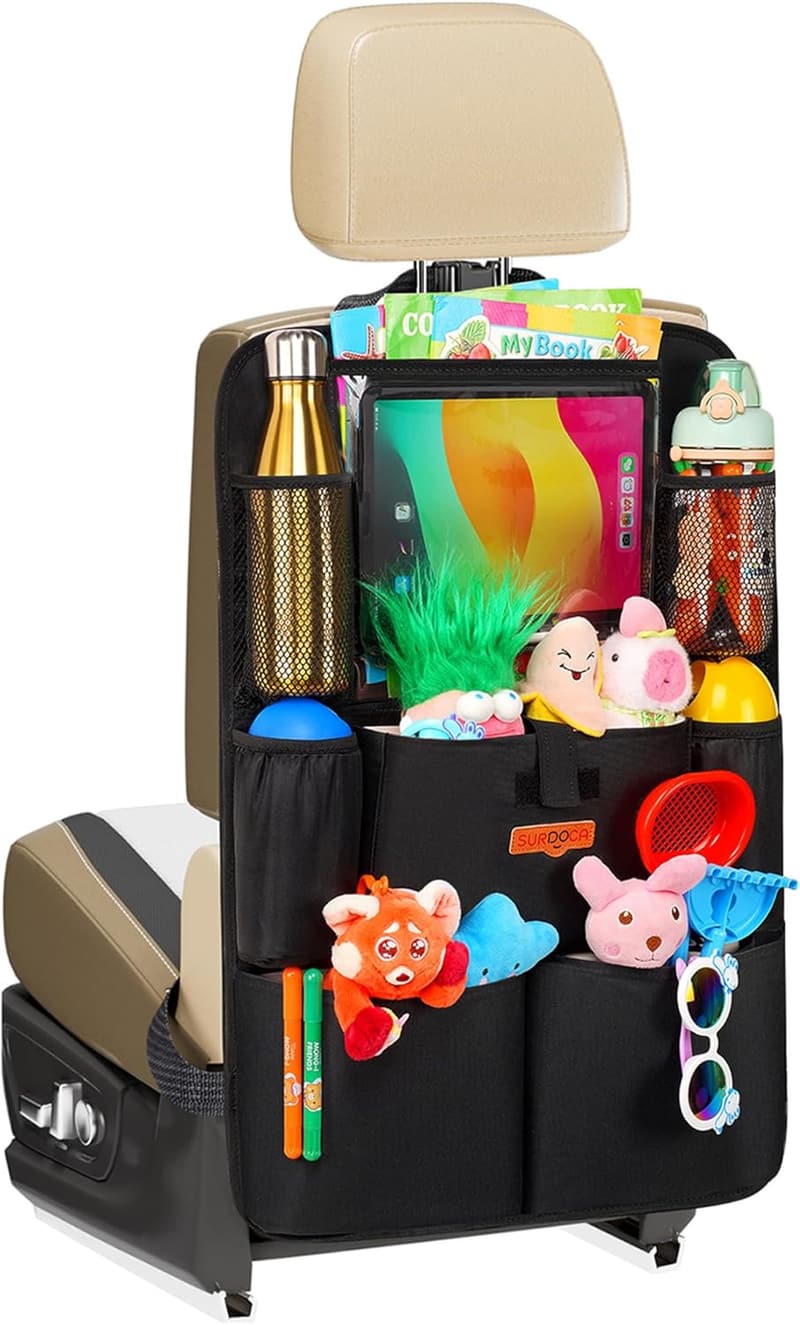 SURDOCA Autositz-Organizer für Kinder – Rücksitzschutz mit 8 Taschen