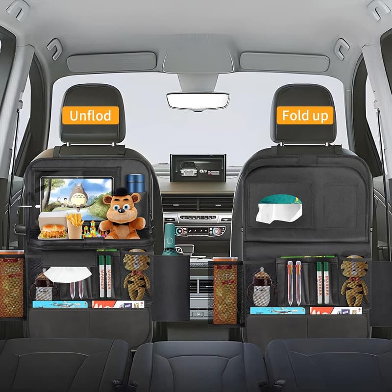 Rückenlehnenschutz Auto-Organizer für Kinder mit Tablet-Halterung und Taschen