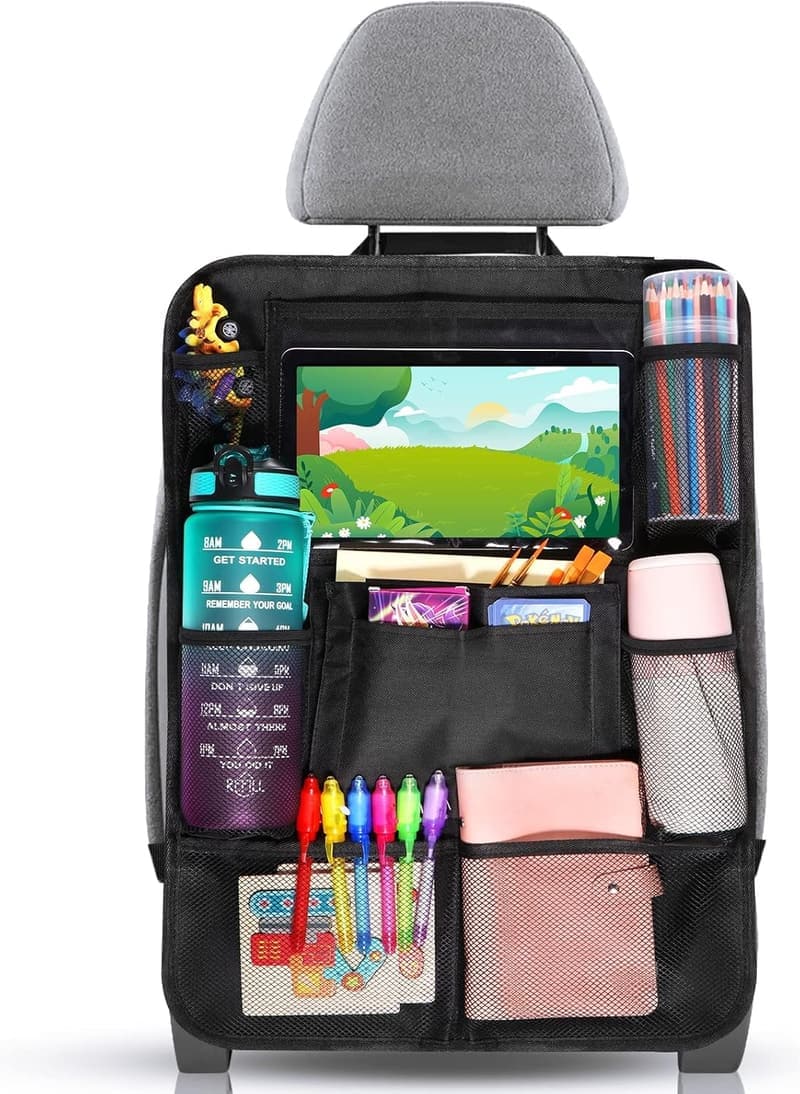 Auto Organizer für Kinder mit 10 Taschen – Rückenlehnenschutz für Tablets bis 10,5 Zoll