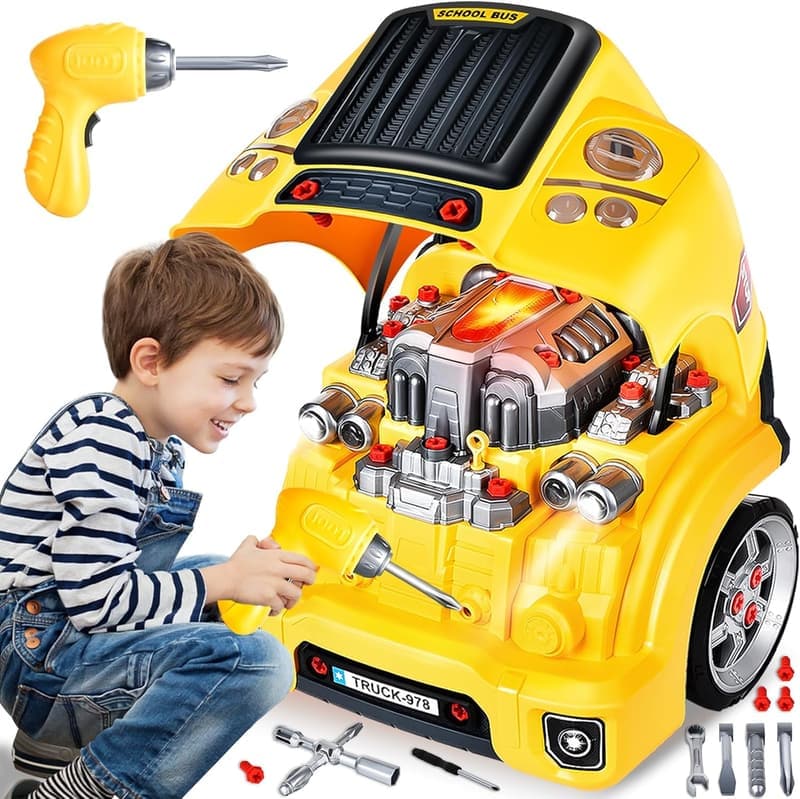 Traktor Schraubspielzeug mit Licht & Sound für Jungen 3-8 Jahre