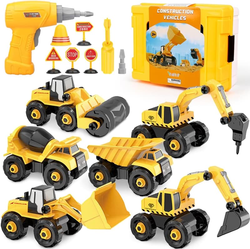 DIY 6-in-1 LKW Spielzeug mit elektrischer Bohrmaschine für Kinder ab 3 Jahren