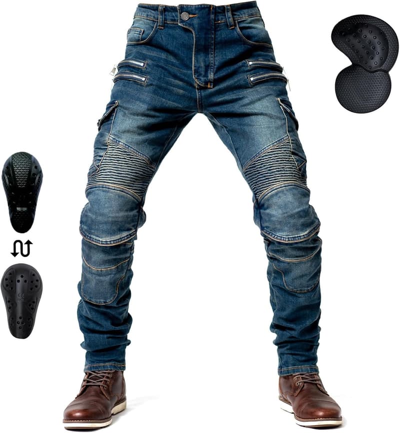 Sturzfeste Motorrad-Jeanshose für Herren mit 4 Schutzoptionen