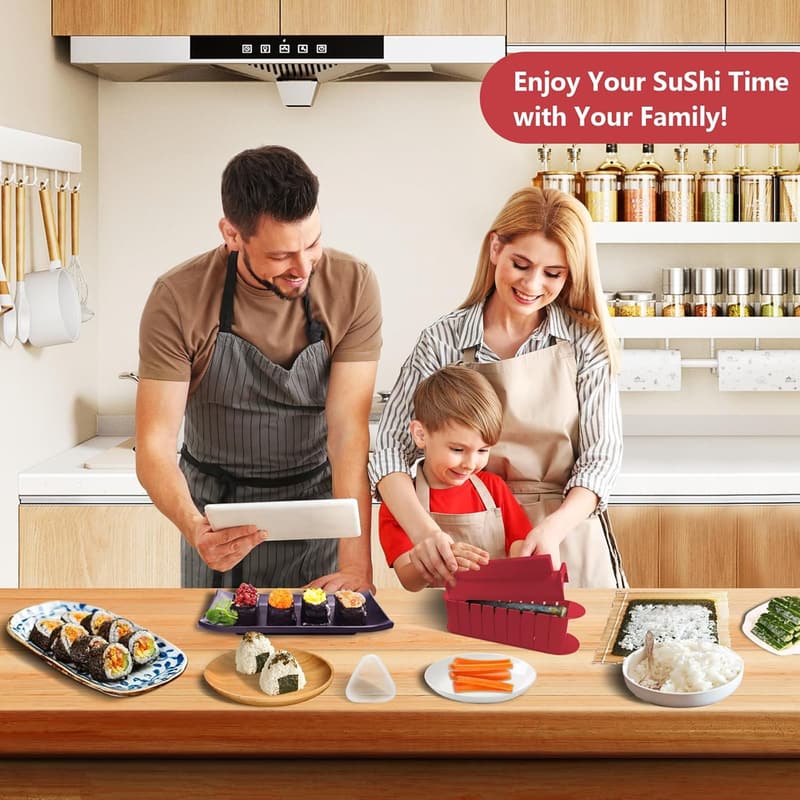Deluxe Sushi Maker Set für Anfänger – 20-teiliges Komplettset in Rot