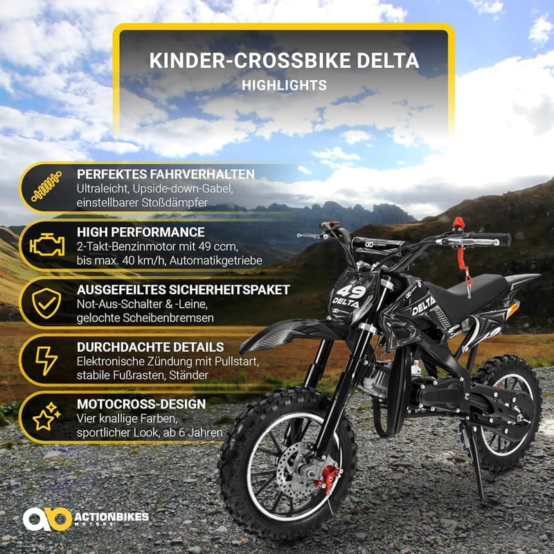 Delta 49cc Kinder Crossbike für Motocross mit 2-Takt Motor
