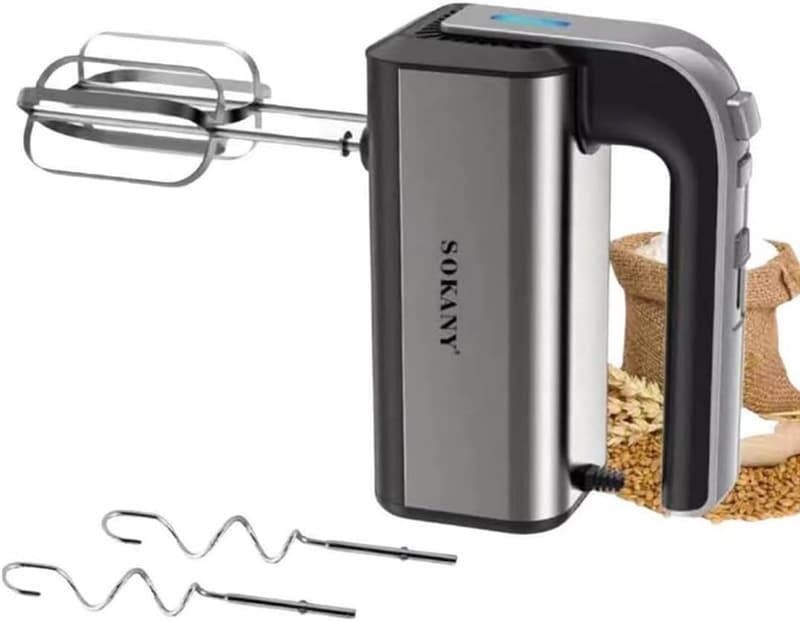 SOKANY 800W Handmixer aus Edelstahl mit 5 Geschwindigkeiten und Zubehör
