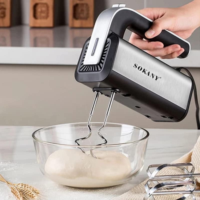SOKANY 800W Handmixer aus Edelstahl mit 5 Geschwindigkeiten und Zubehör