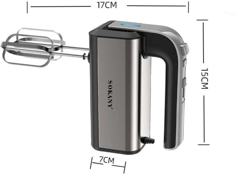 SOKANY 800W Handmixer aus Edelstahl mit 5 Geschwindigkeiten und Zubehör