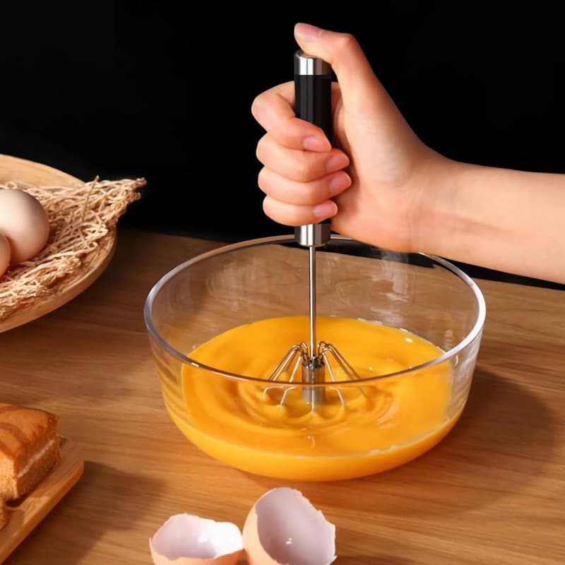 Halbautomatischer Edelstahlschneebesen mit rutschfestem Griff - Einweihungsgeschenk