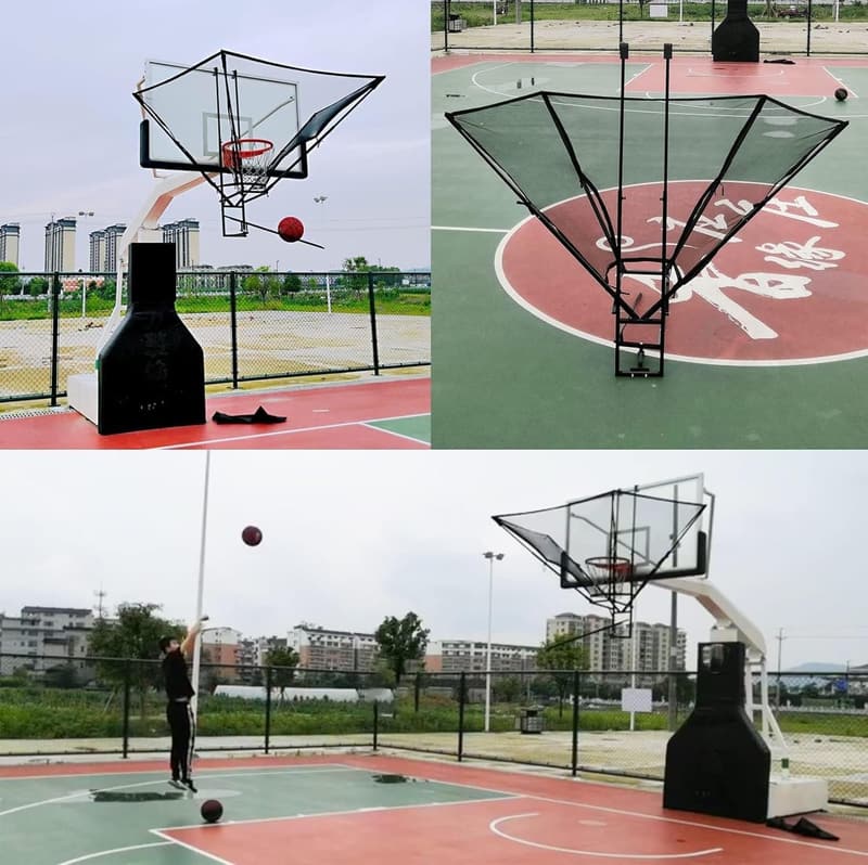 Tragbarer Basketball-Rebounder mit 180° drehbarer Rutsche