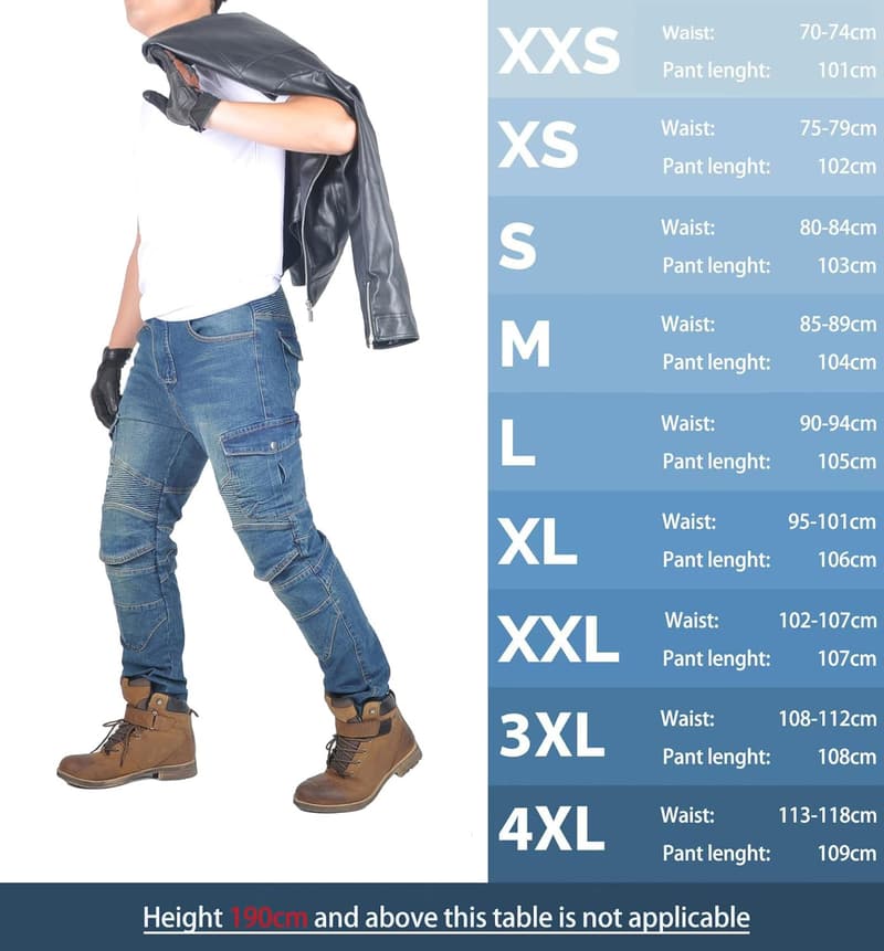 Motorradhose mit Protektoren für Herren – klassisch, ganzjährig geeignet (Blue, XL)
