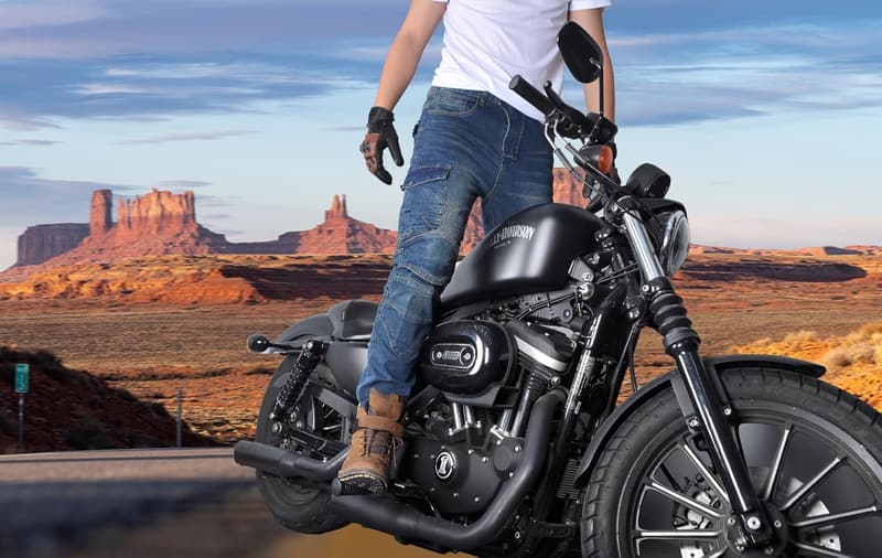 Motorradhose mit Protektoren für Herren – klassisch, ganzjährig geeignet (Blue, XL)