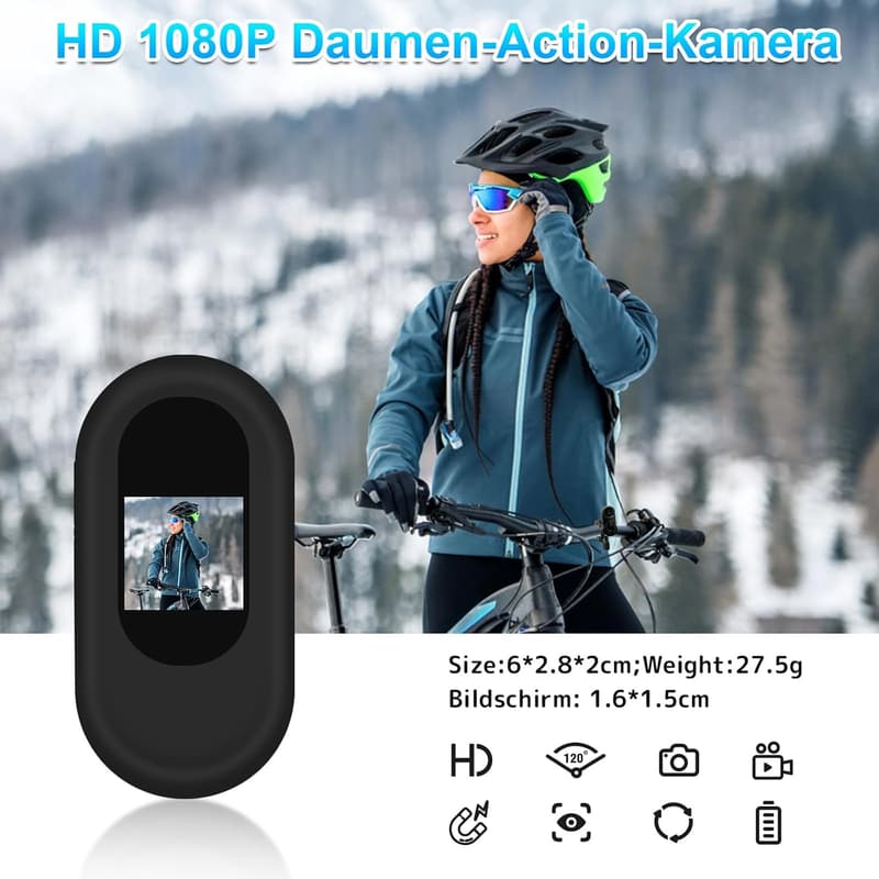 LXMIMI 1080P Action Cam mit 120° Weitwinkel und Nachtsicht (Schwarz)