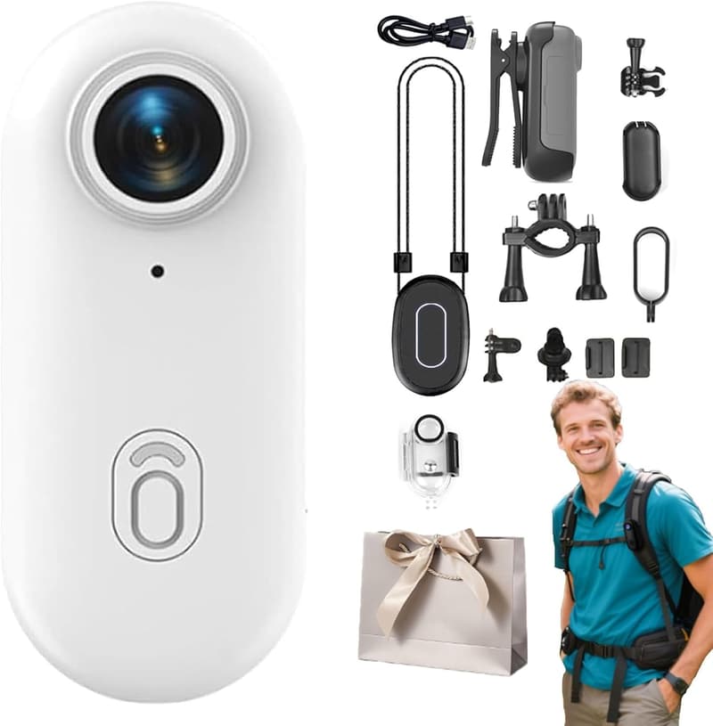 4K Mini Körperkamera mit 360° drehbarem Clip für Sport und Haustiere