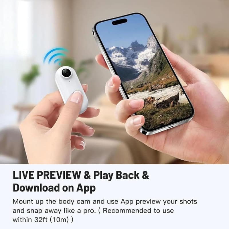 4K Mini Körperkamera mit 360° drehbarem Clip für Sport und Haustiere