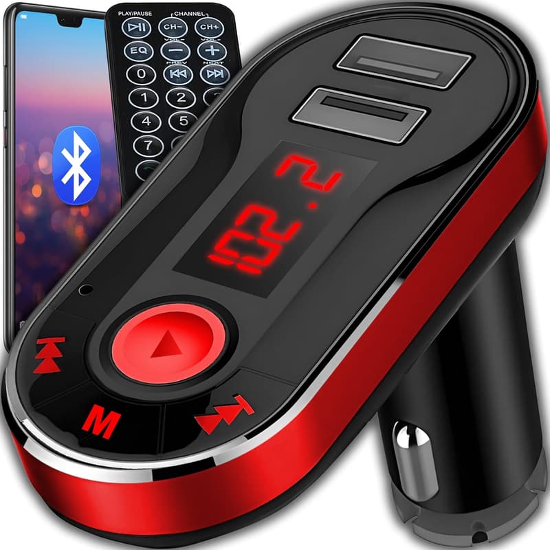 FM Transmitter für Auto mit USB 2.1A Ladegerät und Fernbedienung