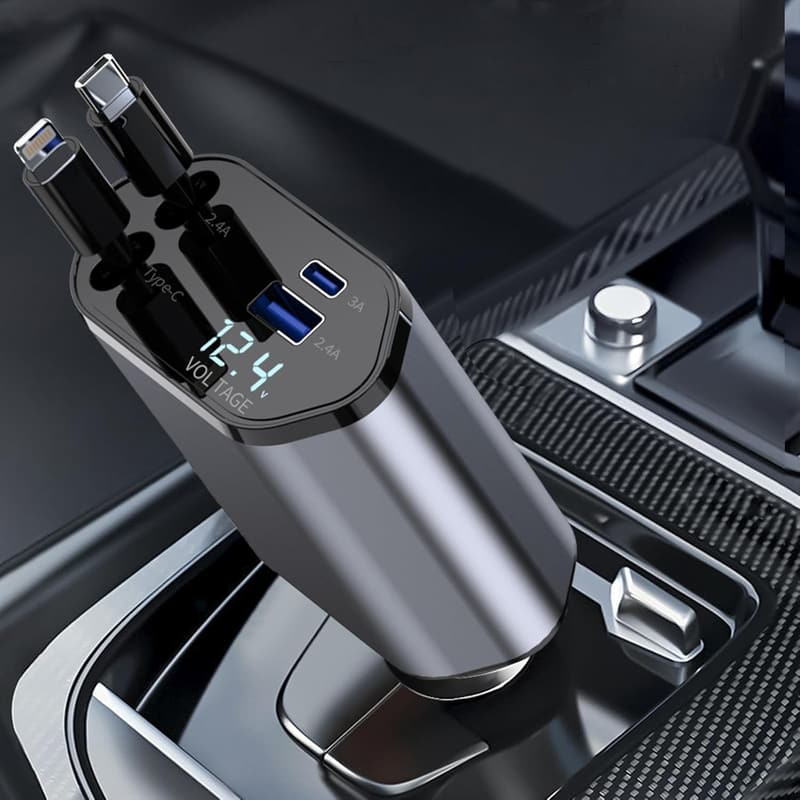 Ultraschnelles 100W USB-C Autoladegerät mit 4-fach Adapter