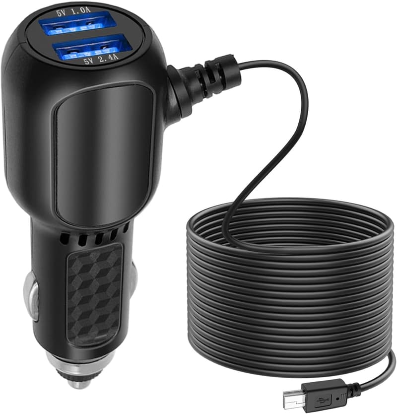 Dashcam Ladekabel mit Dual USB für DVR und GPS - 1,2m