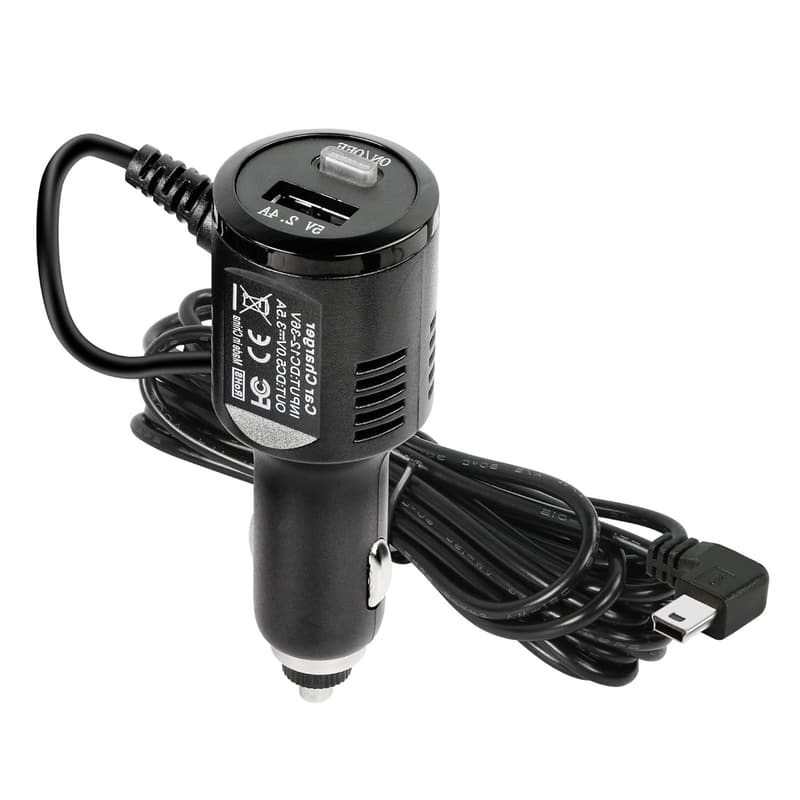Dash Cam Mini-USB-Ladekabel 12V-5V mit Schaltknopf, 3,5 m