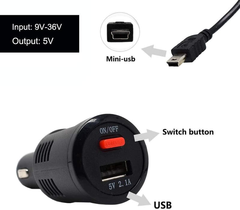 Universal 12V/24V Zigarettenanzünder Kabel für DashCam mit USB 3,5m