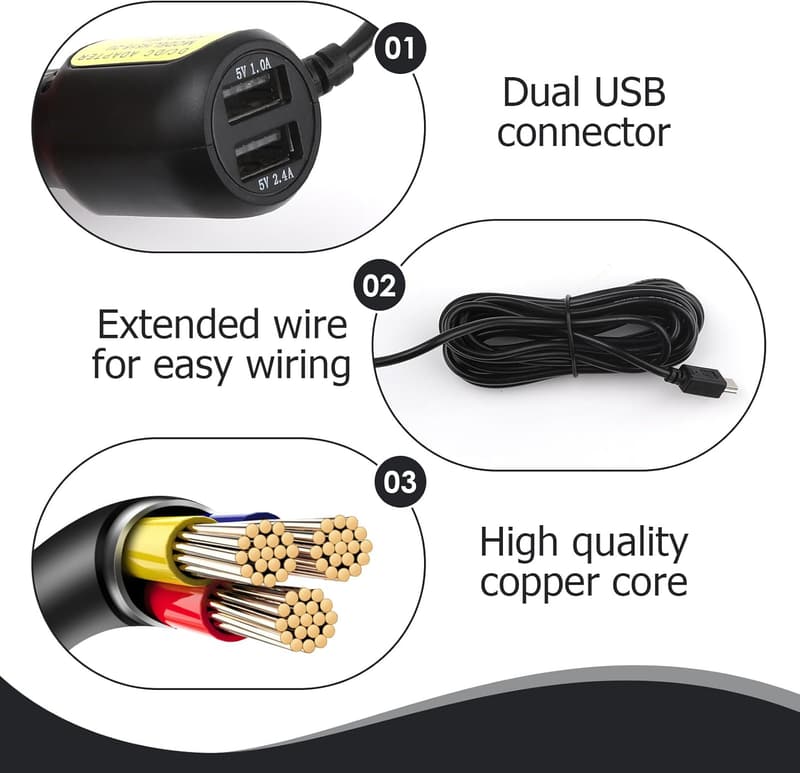 Mini-USB-Autoladegerät für Dashcams und Navigationsgeräte, 12V auf 5V