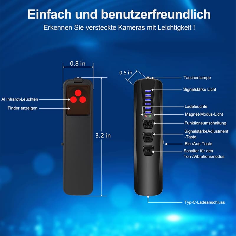 Versteckter Kamera Detektor – Tragbarer Abhörwanzenfinder für Büro und Hotel