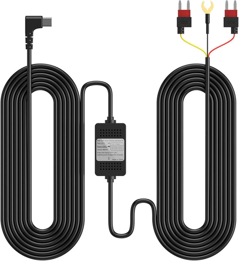 Dashcam Netzkabel Kit Typ C mit Spannungsschutz und Sicherungen