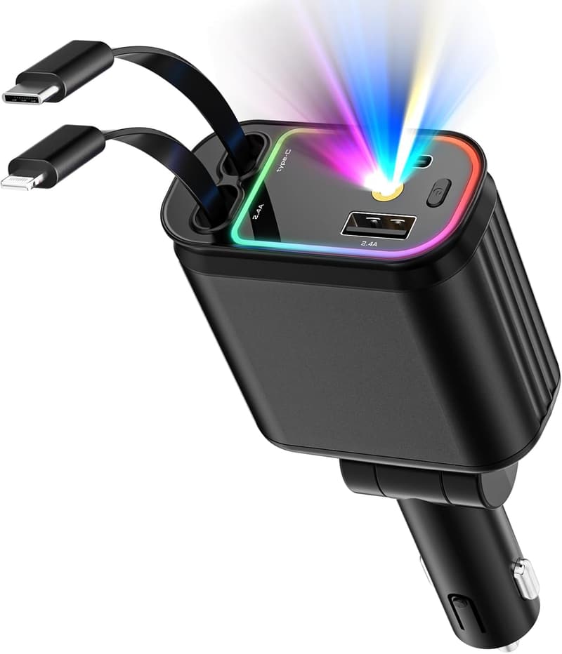 66W Schnelles Auto-Ladegerät Adapter mit USB-C, kompatibel mit iPhone & Samsung