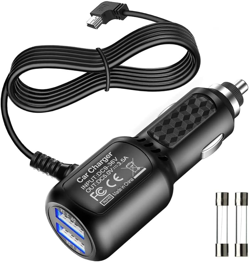 Dual-Port-USB Kfz-Ladekabel für Dashcams, 350 cm lang