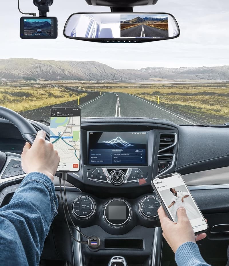 Dual-Port-USB Kfz-Ladekabel für Dashcams, 350 cm lang