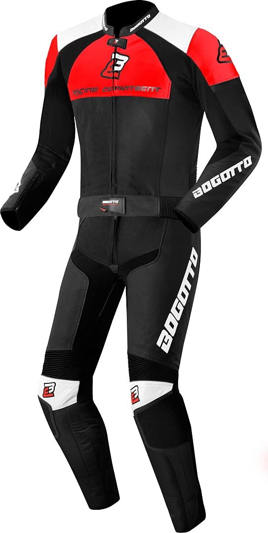 Bogotto Losail Motorrad Lederkombi 2-teilig, schwarz/weiß/rot, Größe 50