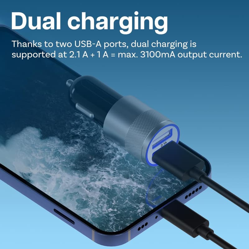 Dual USB Kfz Ladeadapter 5V/4.8A für iPhone und Samsung