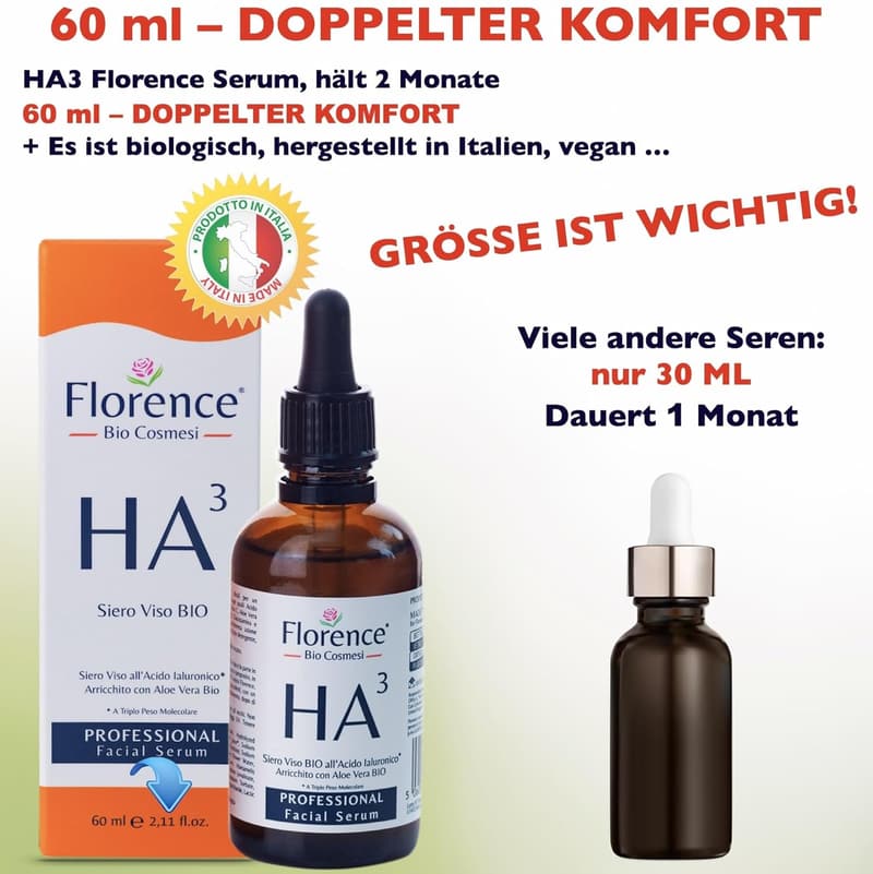 Hochdosiertes Bio Hyaluron-Serum 60ml mit Niacinamid und Vitamin C