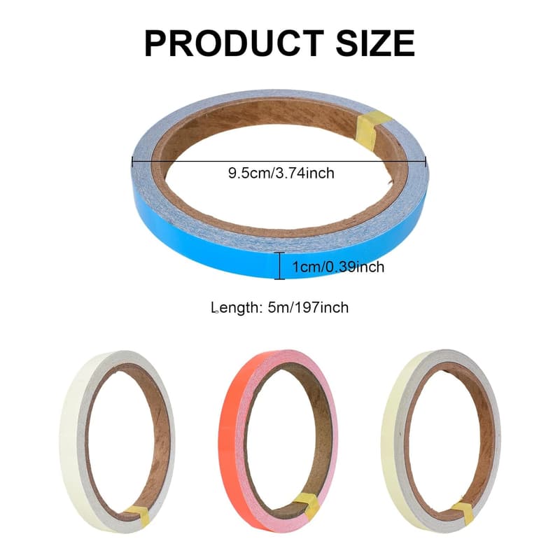 Fluoreszierendes Nachleuchtend Klebeband 5m x 10mm für Warnmarkierungen