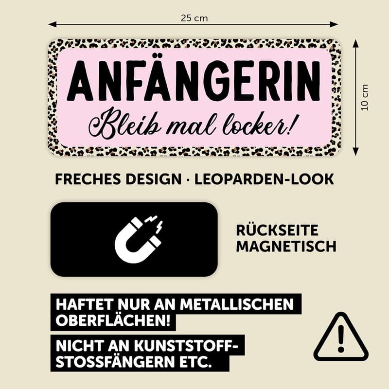 Führerschein Geschenk: Magnetschild für Fahranfänger 25 x 10 cm