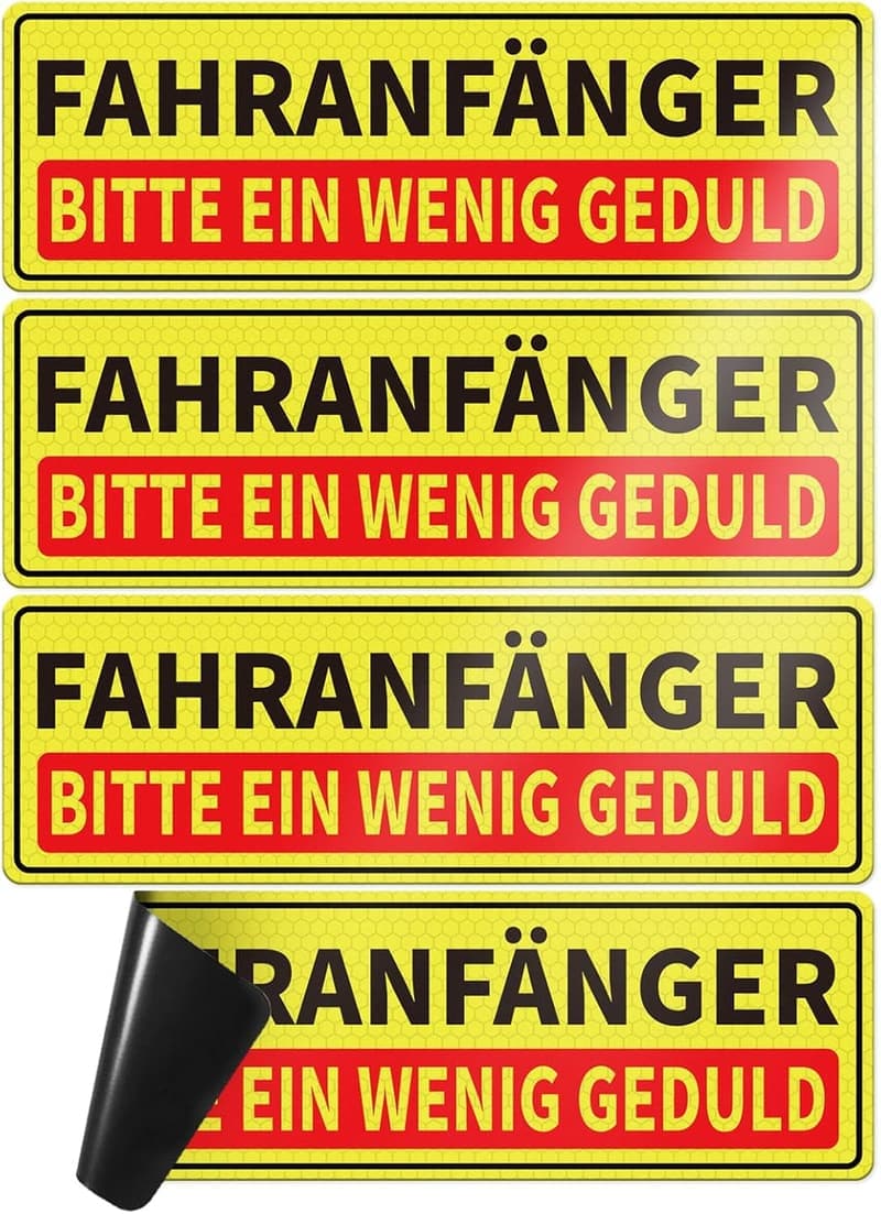 Fahranfänger Magnetschild 30 × 10 cm - Reflektierend, wetterfest, 4 Stück