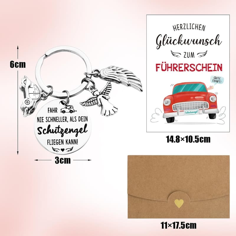 Schutzengel Schlüsselanhänger für Führerschein-Besitzer – Glücksbringer für Paare