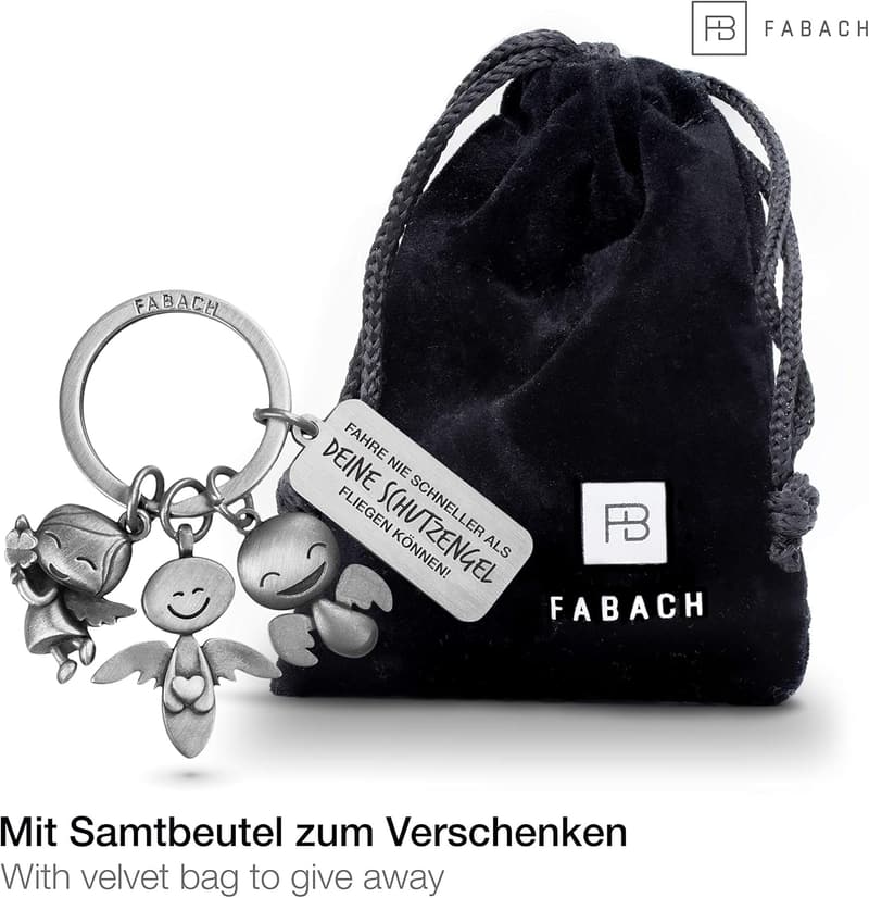 Schutzengel Schlüsselanhänger aus Metall mit Gravur für Autofahrer