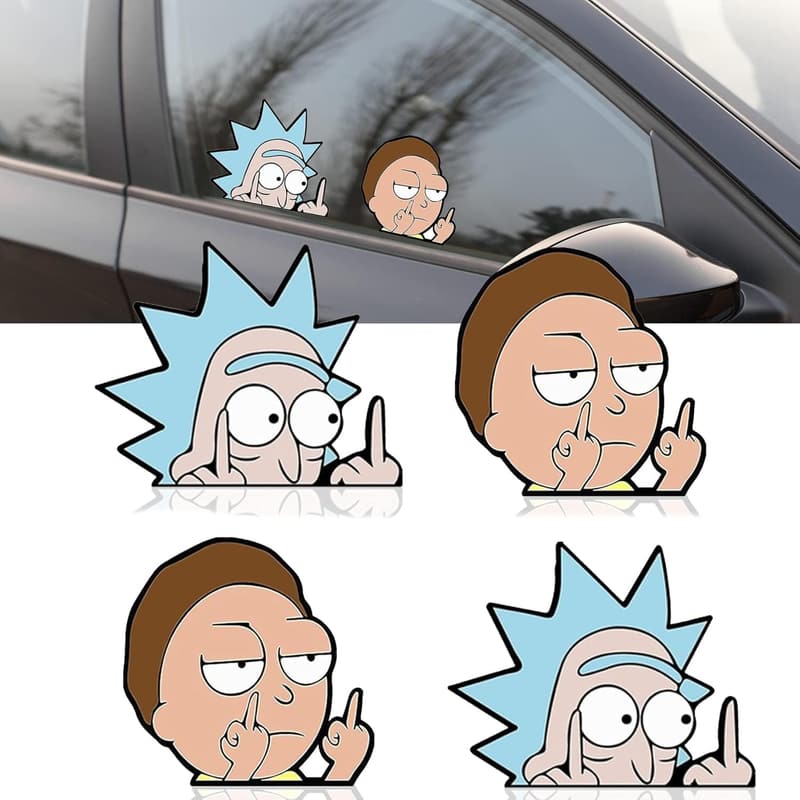 Rick and Morty Tuning-Aufkleberset für Autos – 4 reflektierende Aufkleber