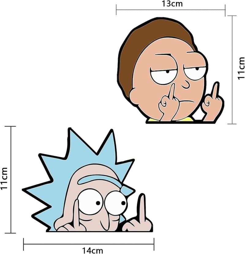 Rick and Morty Tuning-Aufkleberset für Autos – 4 reflektierende Aufkleber