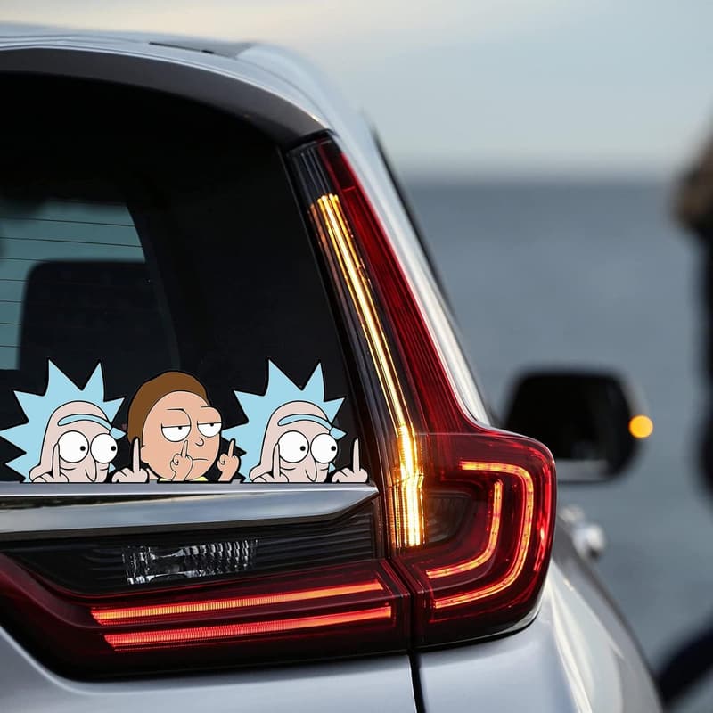 Rick and Morty Tuning-Aufkleberset für Autos – 4 reflektierende Aufkleber