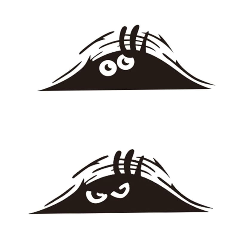 2er Set 3D Monster Auto-Aufkleber mit witzigen Augen (Schwarz)