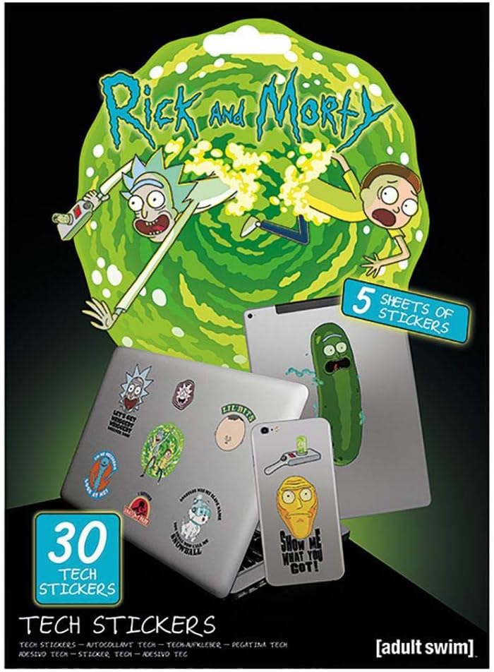 Rick and Morty Aufkleber-Set mit 30 Tech-Stickern für Geräte