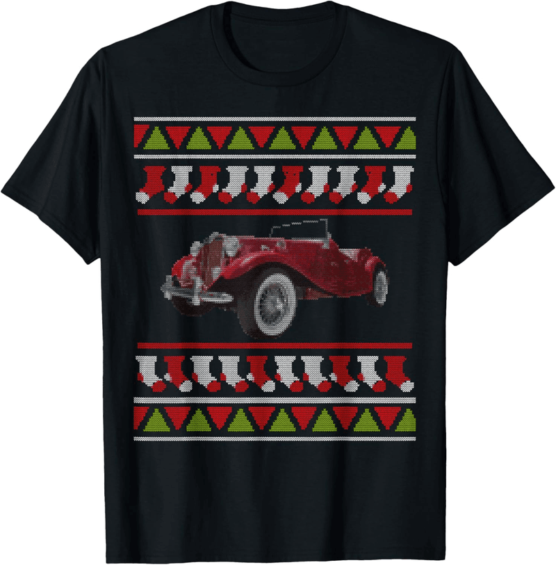 Lustiges rotes Oldtimer-Auto T-Shirt für Weihnachten