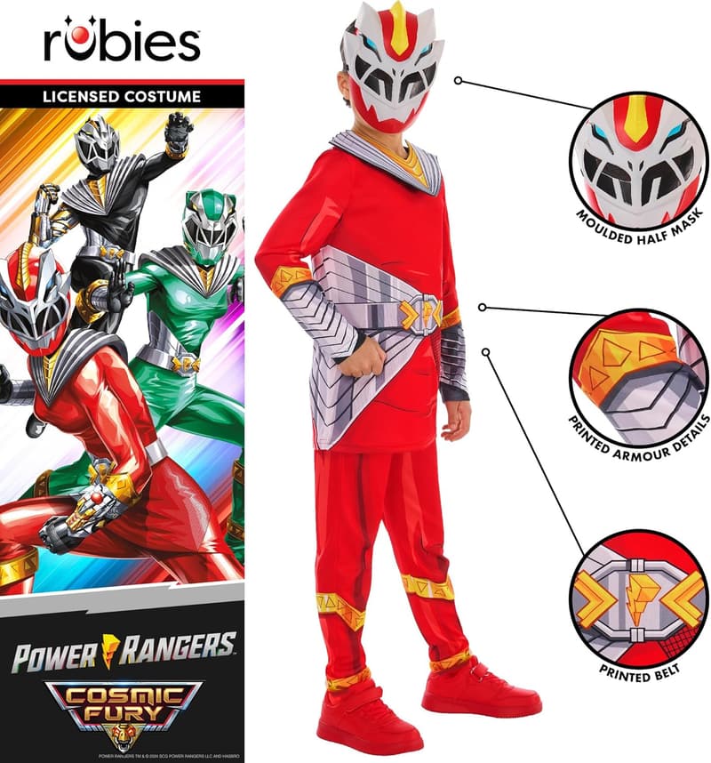 Power Rangers Cosmic Fury: Rotes Ranger-Kostüm für Kinder