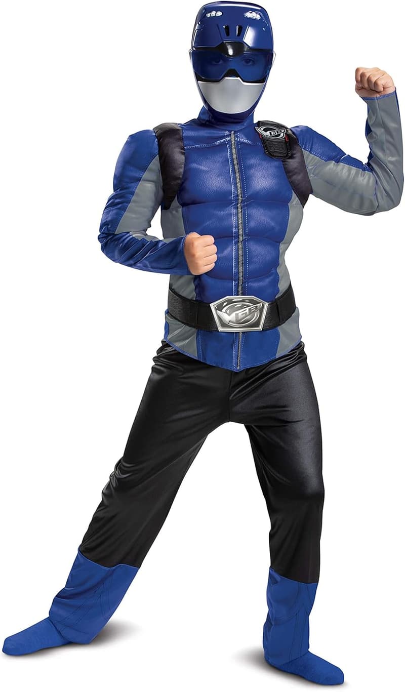 Blaues Beast Morpher Power Rangers Muskelkostüm für Kinder, Größe S und M