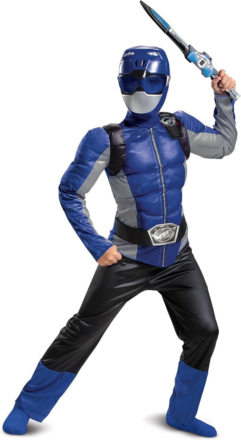 Blaues Beast Morpher Power Rangers Muskelkostüm für Kinder, Größe S und M
