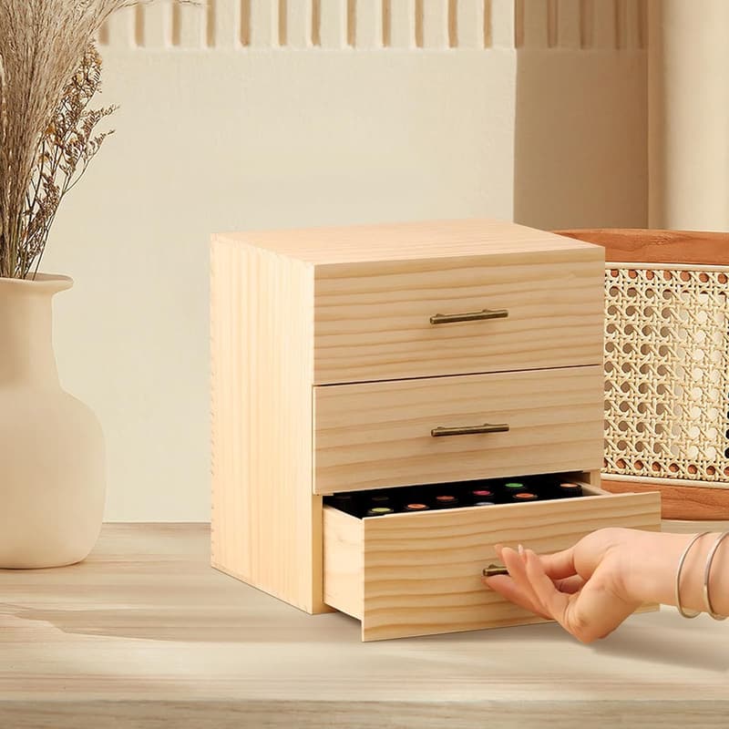 Ätherisches Öl Organisator aus Holz, 90 Slots, 3 Ebenen, für Aromatherapie
