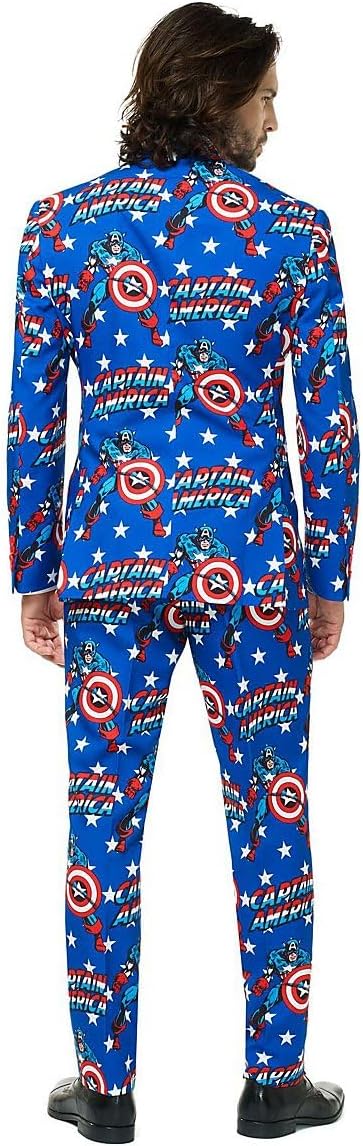 Captain America Anzug für Herren, Sakko, Hose & Krawatte, Größe 52