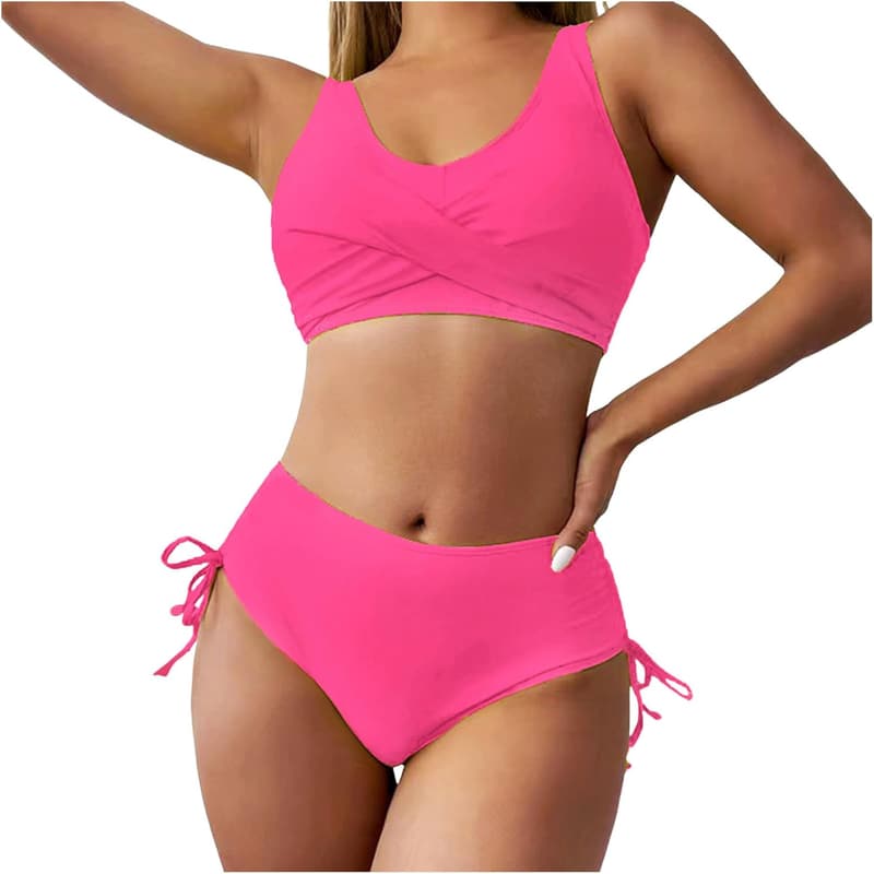 Gehäkelter Damen-Badeanzug im 2-teiligem Design mit hoher Taille